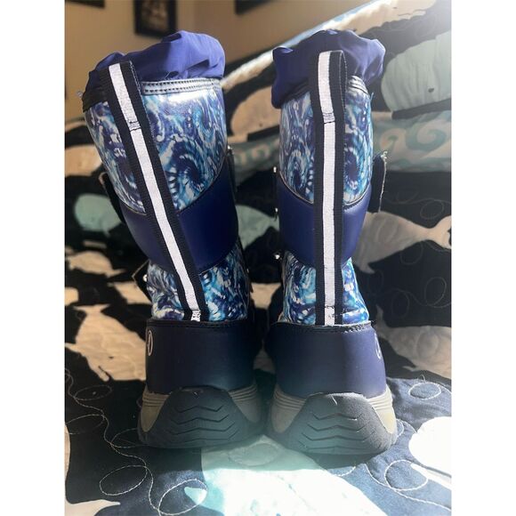 Lands' End Kids Winter Boots Size 4 Navy Blue Insulated Snow Flurry - Picture 5 of 8